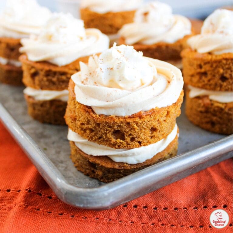Mini Pumpkin Cakes with Caramel Buttercream Frosting
