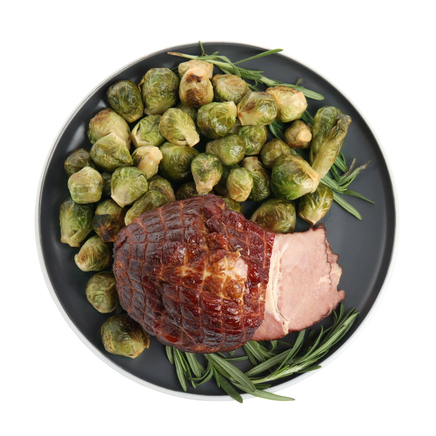 Sliced ham displayed with signs of freshness and spoilage for comparison.