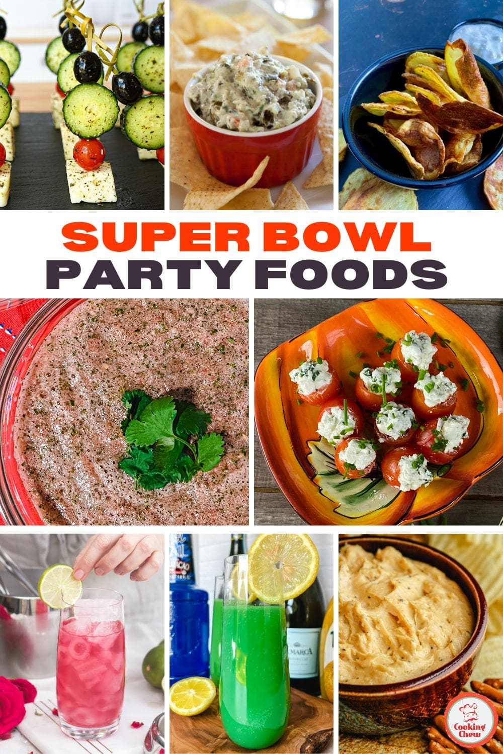 Super Bowl party food spread featuring appetizers, finger foods, and snacks perfect for game day.