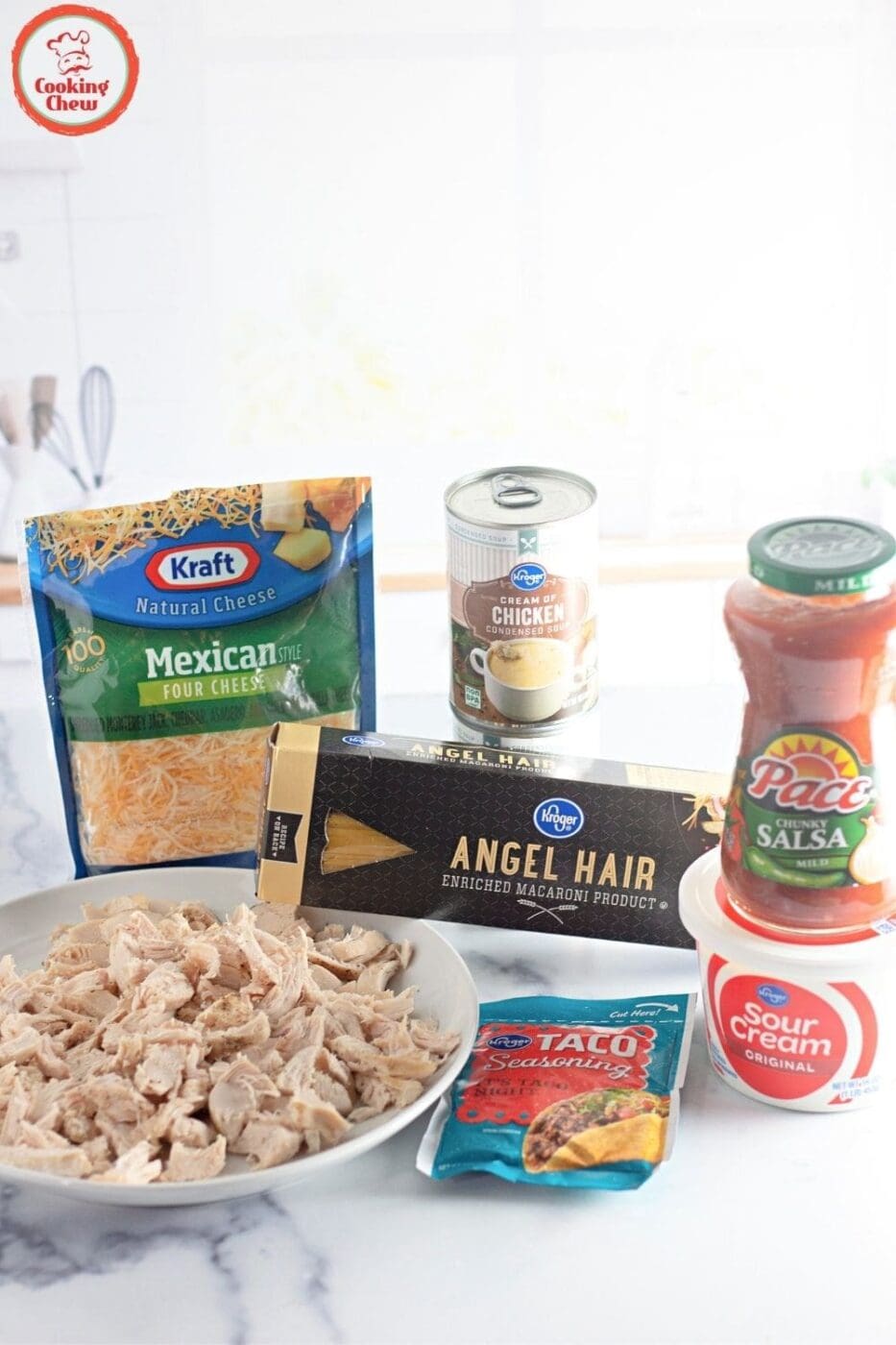 A comforting chicken taco pasta bake with Tex-Mex flavors.