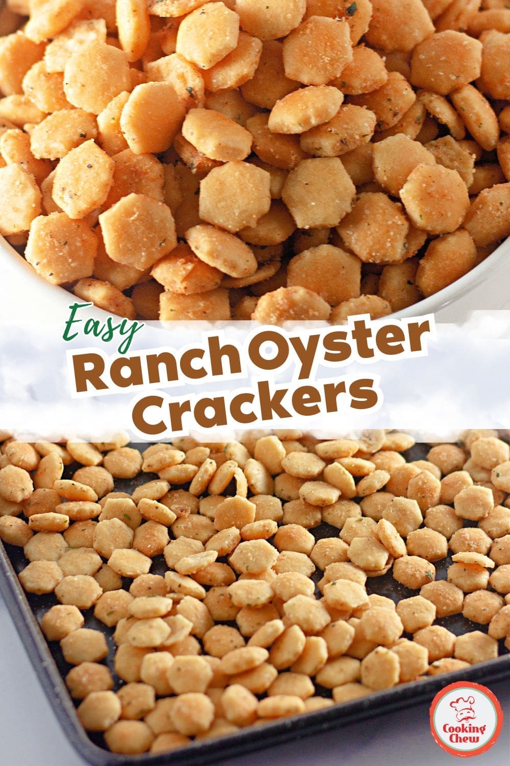 A bowl of crispy ranch-seasoned oyster crackers on a festive table.