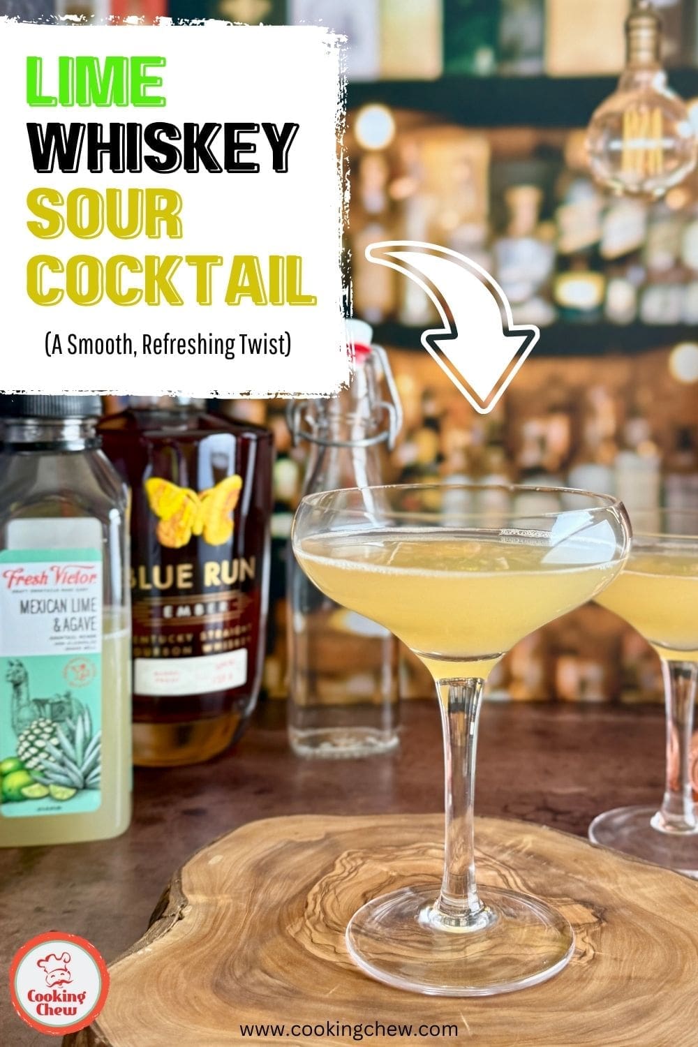 A classic Whiskey Sour with fresh lime juice, whiskey, and a smooth finish in a chilled glass.