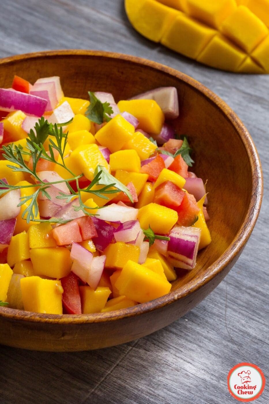 Fresh and flavorful homemade mango salsa with cilantro and lime.