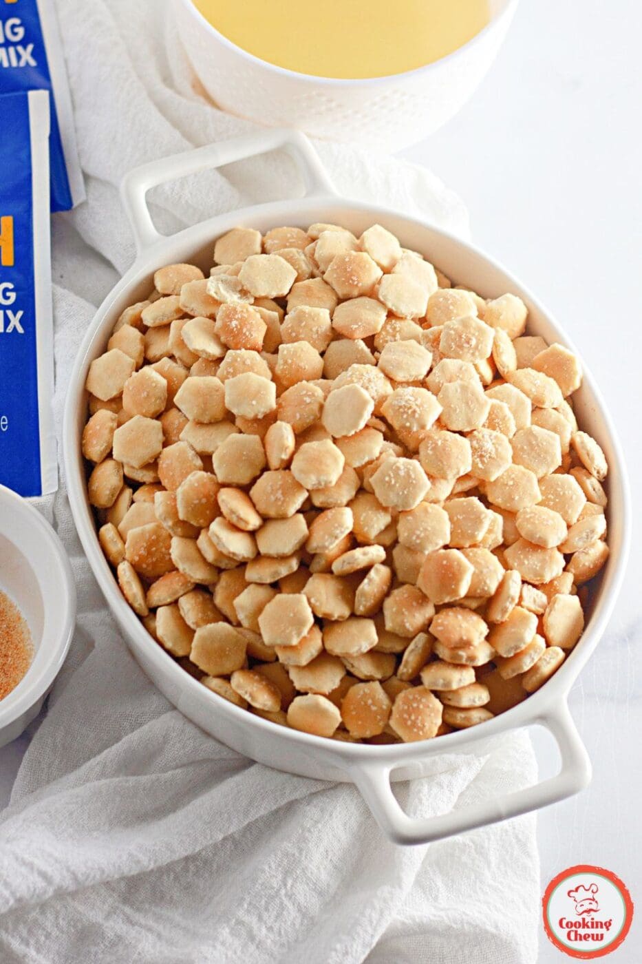 Savory homemade ranch oyster crackers, the perfect party snack made in no time.