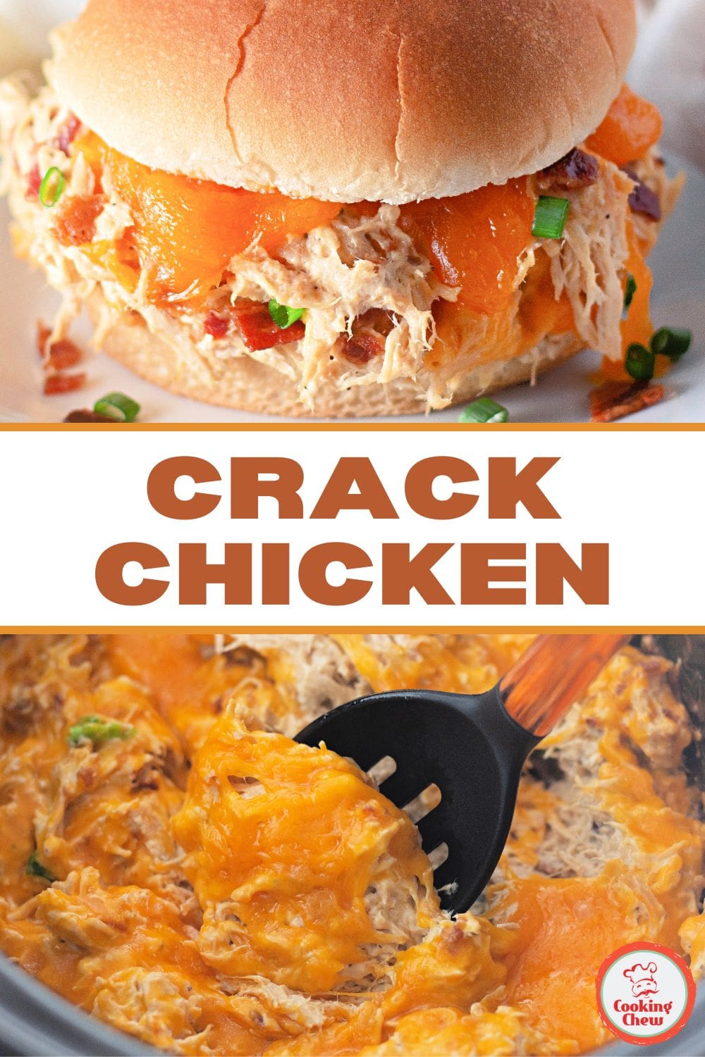 A bowl of slow cooker crack chicken topped with crispy bacon and fresh parsley.