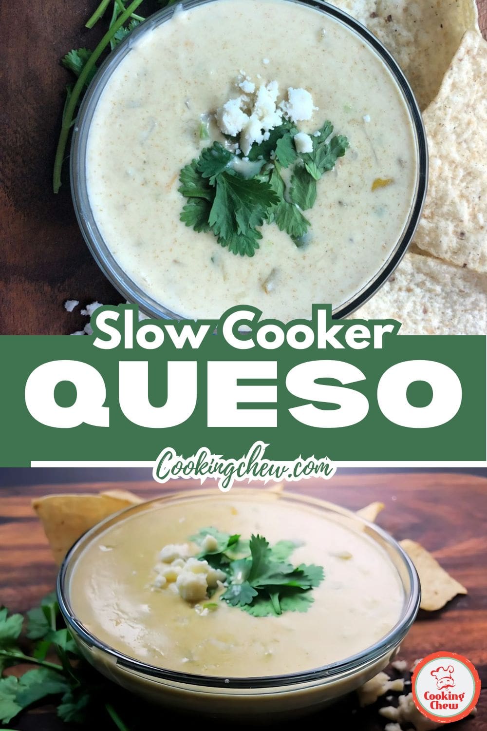 A bowl of creamy queso dip served with tortilla chips on the side.