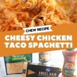 Tex-Mex chicken spaghetti with creamy, cheesy taco flavors.
