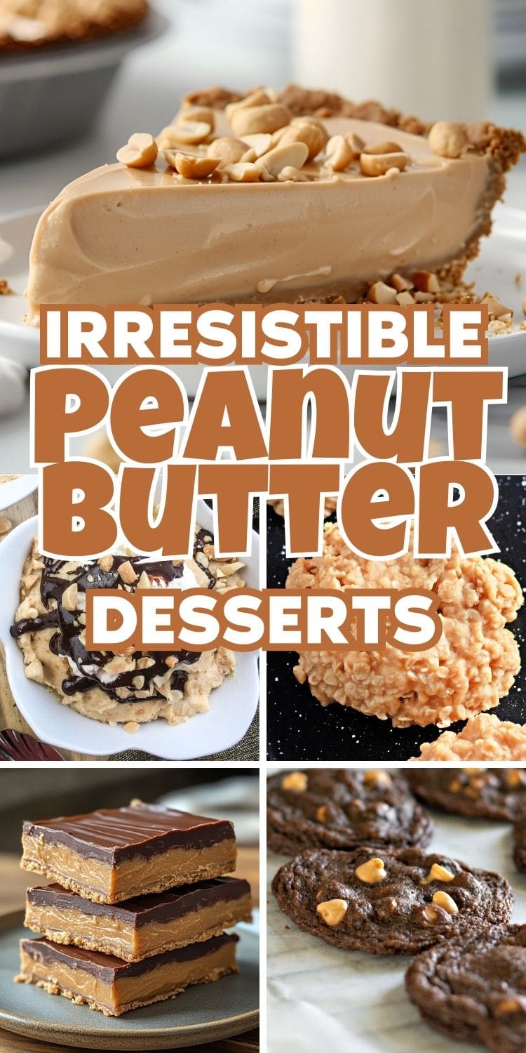 A plate of rich peanut butter chocolate brownies and no-bake treats.