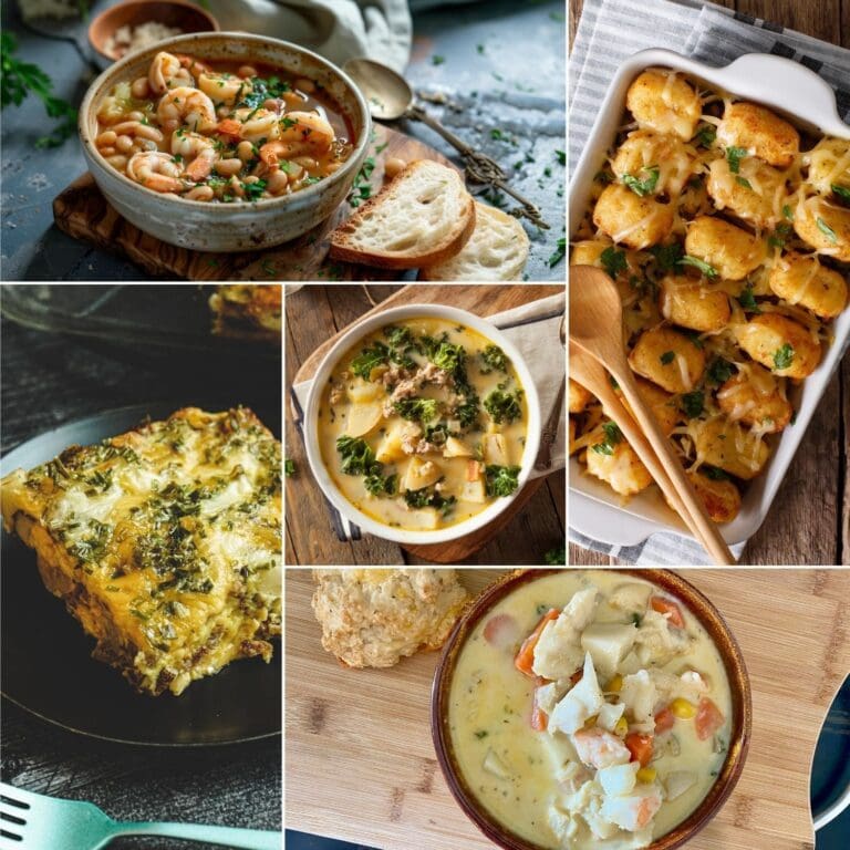A warm, comforting dinner served in a rustic dish, ready to enjoy.
