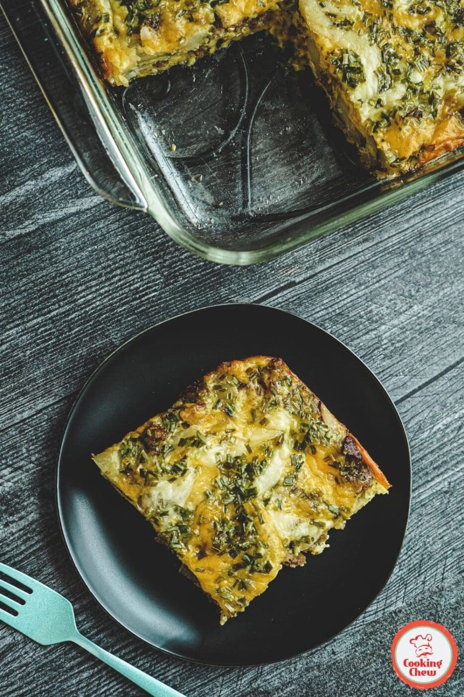 A cozy, cheesy sausage and potato casserole, perfectly baked for a delicious comfort food meal.