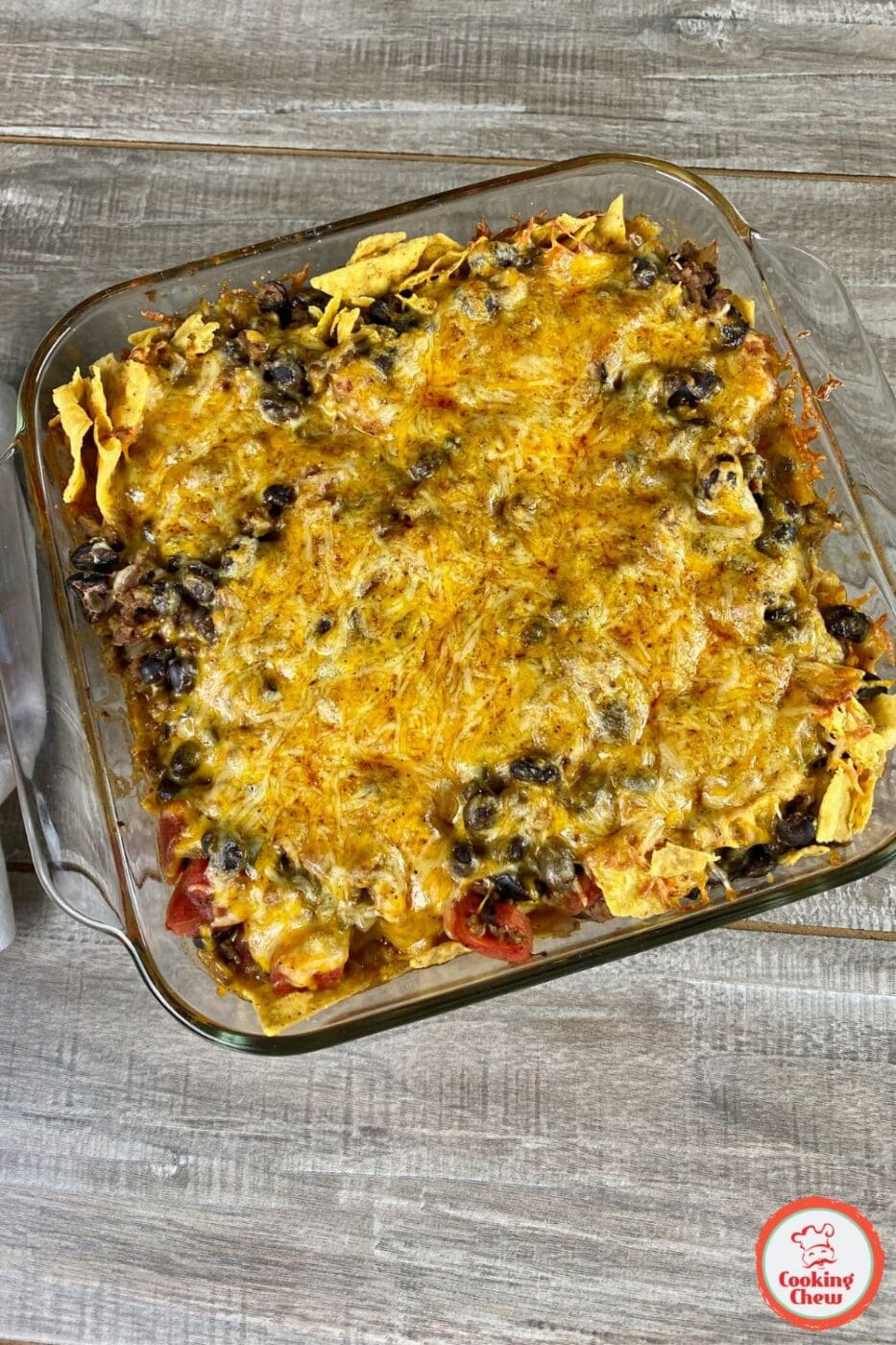 Ground beef and potato casserole served in a dish, combining hearty ground beef with tender potatoes for a comforting and easy-to-make dinner.