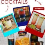 A collection of memorial day cocktails, with vibrant colors and garnishes perfect for summer.