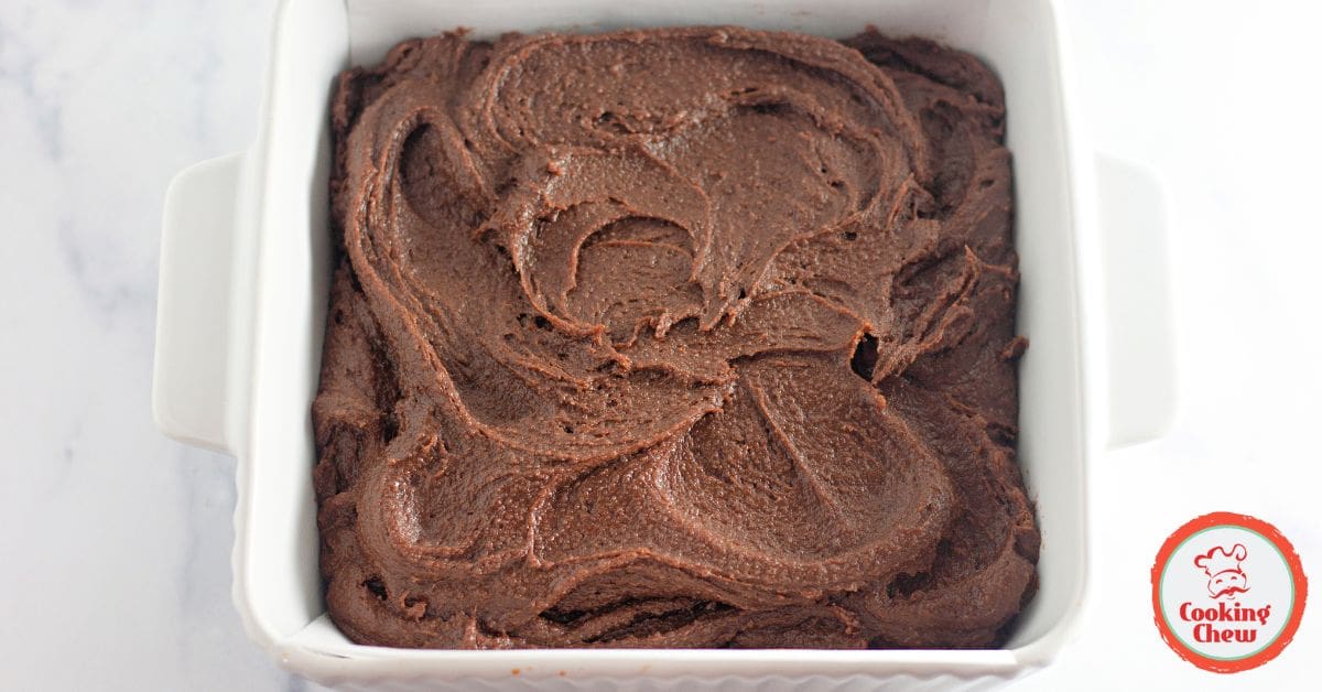 Peanut butter swirled into brownie batter before baking.