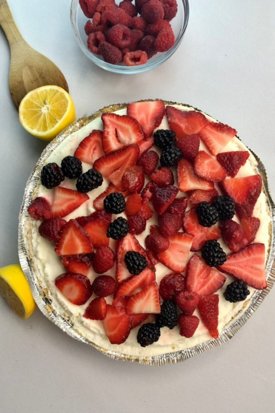 A creamy, no-bake lemon sherbet pie with a graham cracker crust
