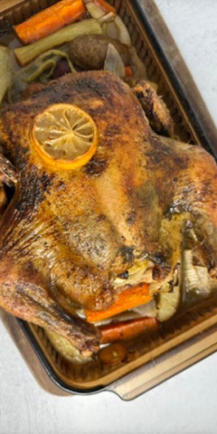 Juicy, perfectly roasted whole chicken with crispy skin, a simple recipe for tender, flavorful chicken every time.