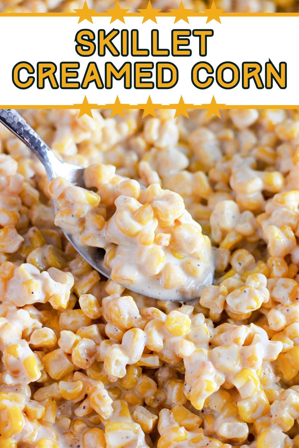 A skillet filled with creamy creamed corn garnished with herbs.​Allrecipes+1Food.com+1