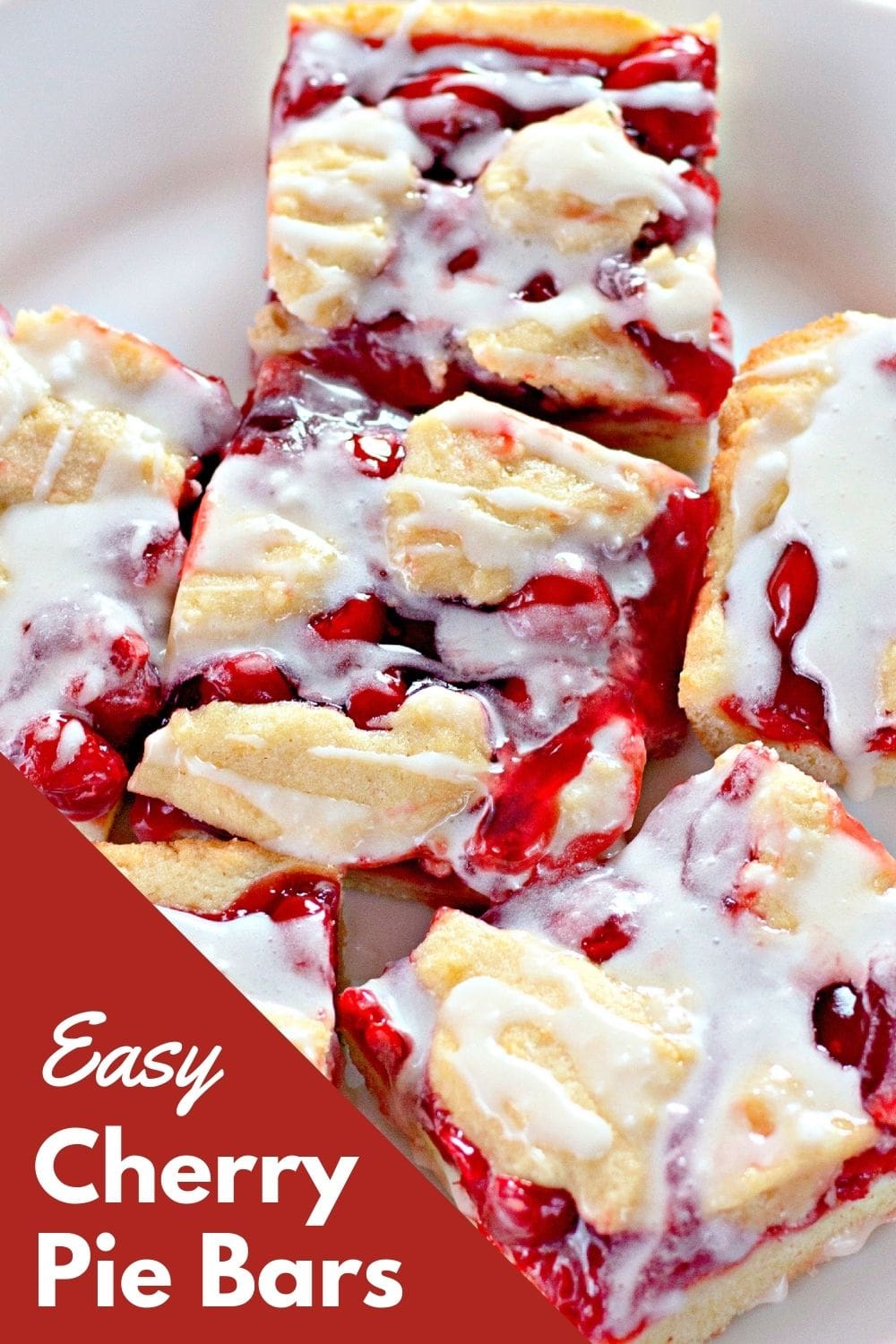 A pan of golden brown cherry pie bars with a buttery crust.