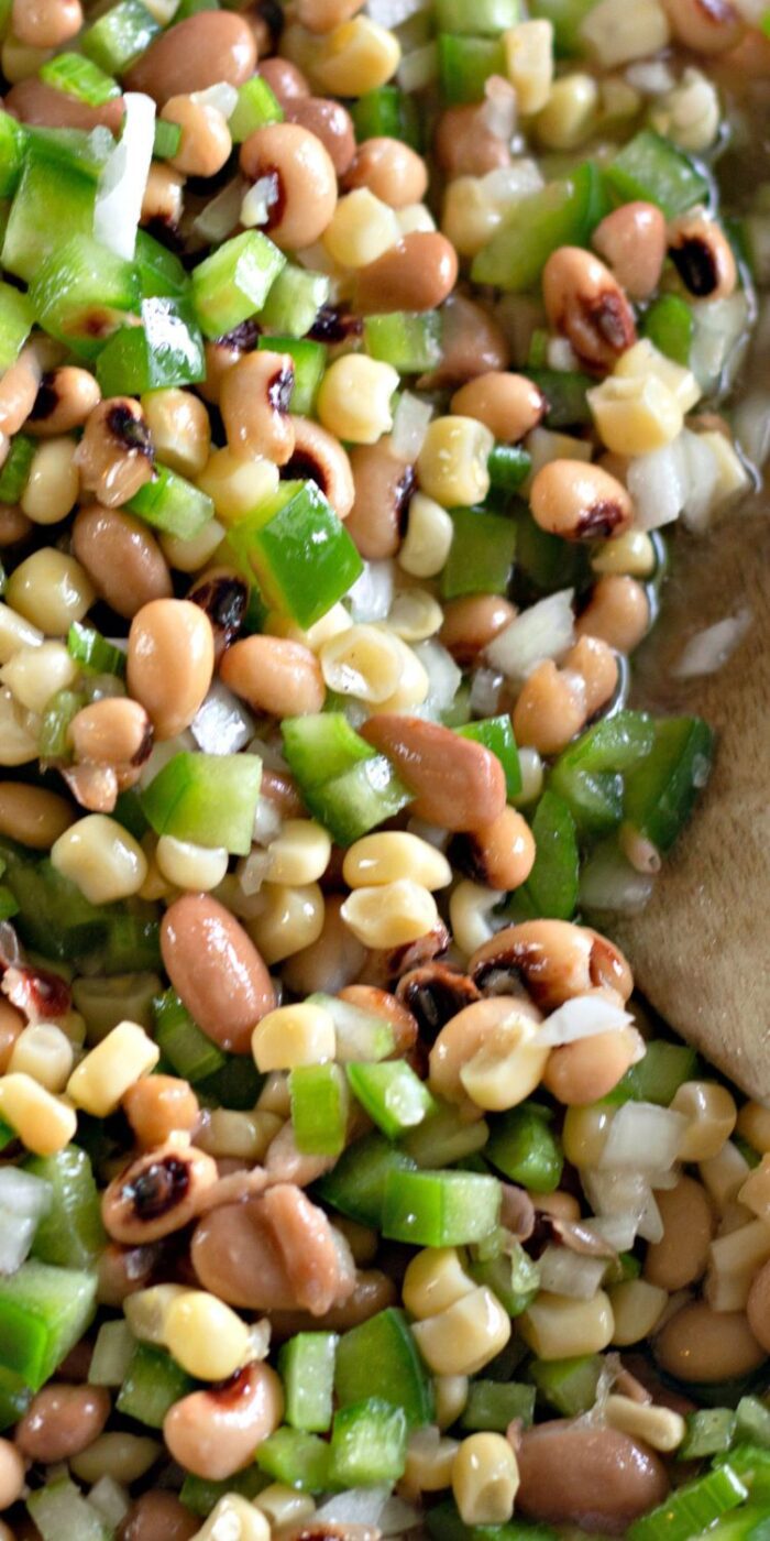 Easy recipe for delicious and healthy Cowboy Caviar (corn and bean salsa).