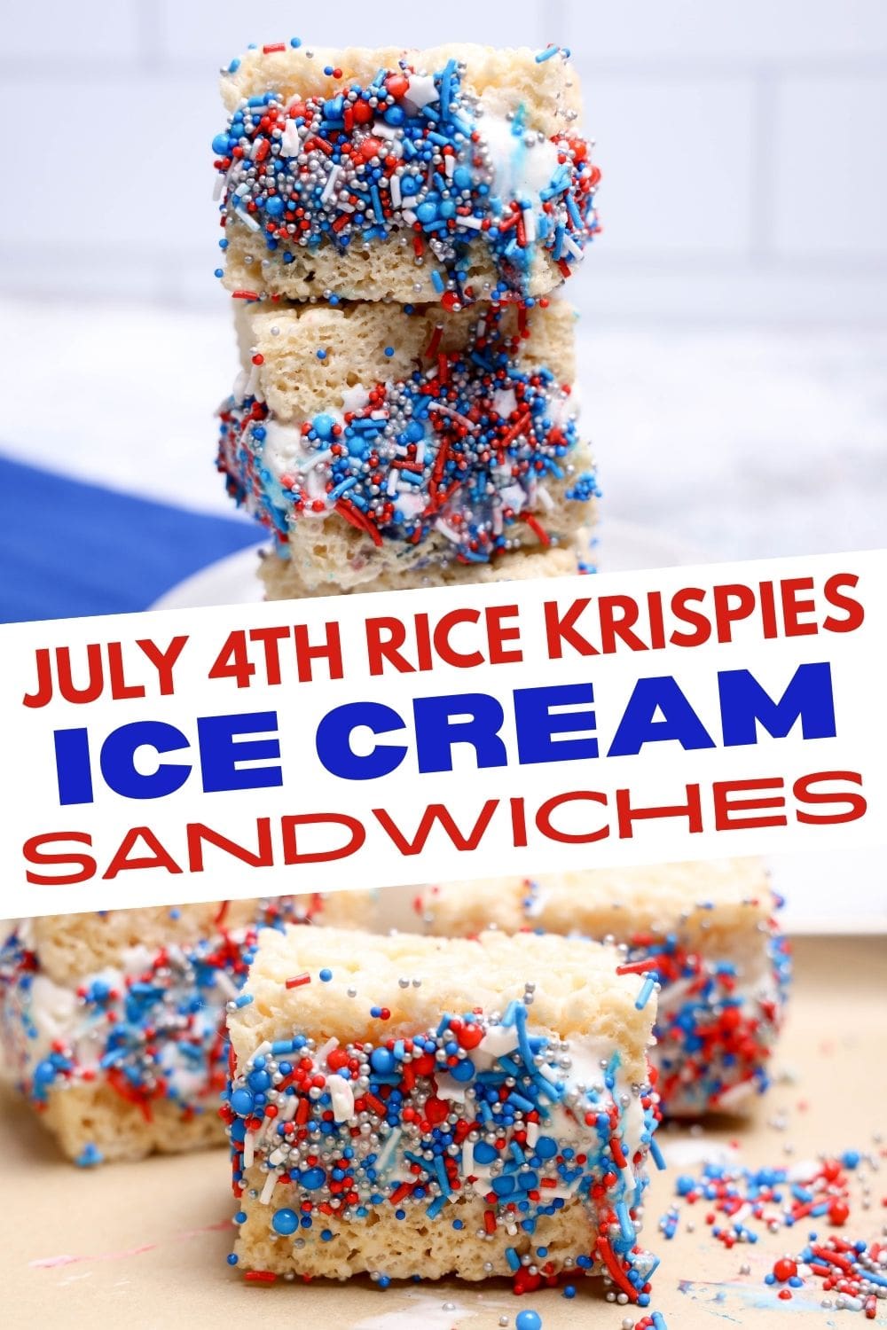 Homemade Rice Krispies ice cream sandwiches.