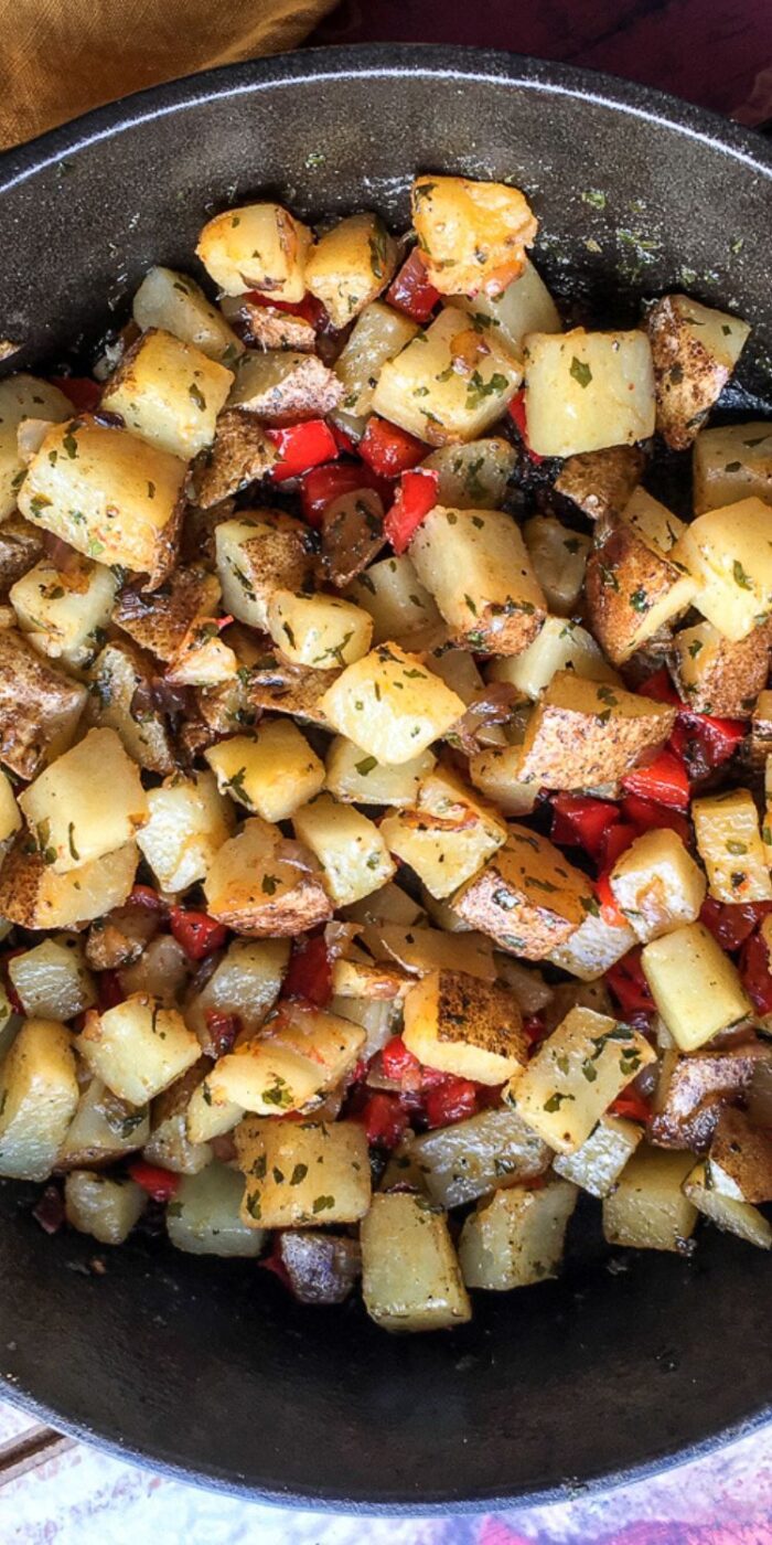 Easy and crispy parmesan breakfast potatoes recipe.