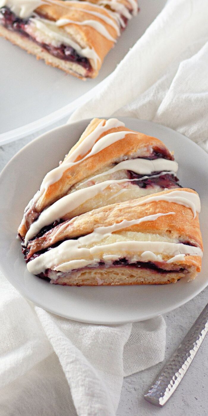 Delicious and easy recipe for a glazed raspberry cream cheese ring.