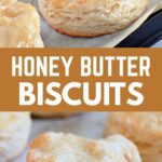Golden buttermilk biscuits brushed with honey butter.