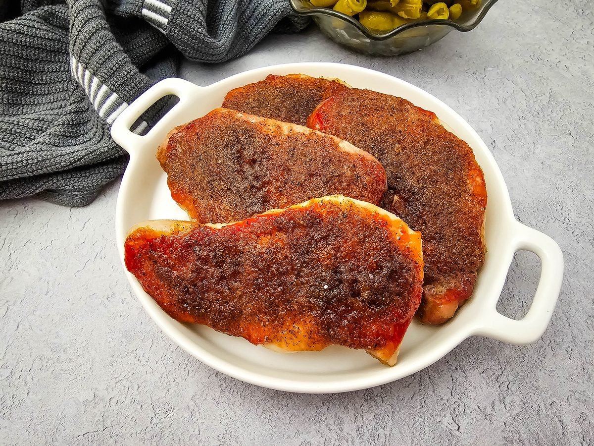 Brown sugar and ketchup pork chops with a sweet and tangy glaze